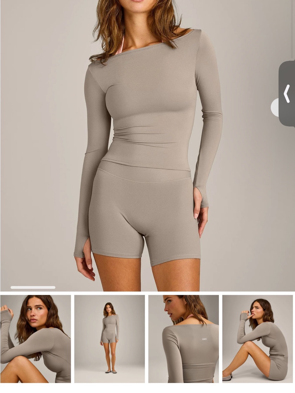 Oner Active FormeSoft fitted off-the shoulder long sleeve top - Warm Sand